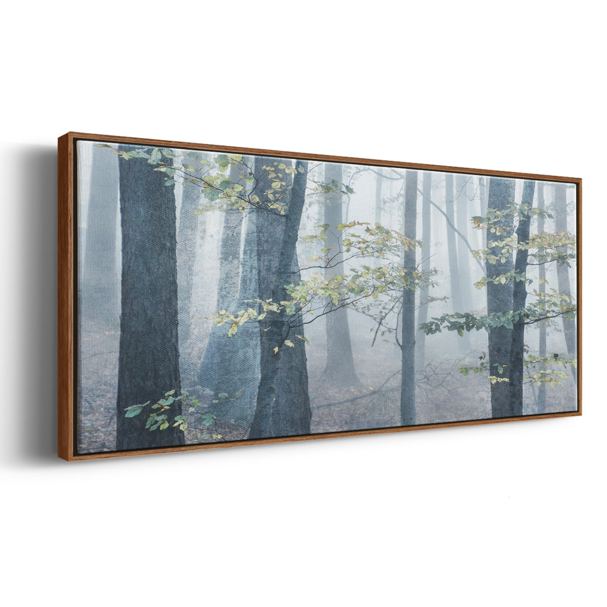 Chalky Misty Autumn Forest View - Floater Framed Canvas Print