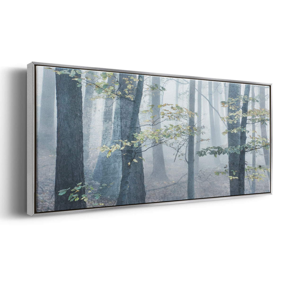Chalky Misty Autumn Forest View - Floater Framed Canvas Print