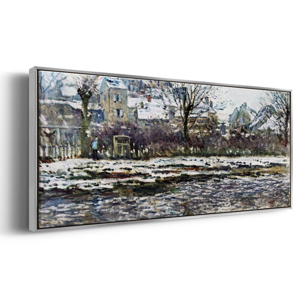 Snow in Vétheuil - Floater Framed Canvas Print