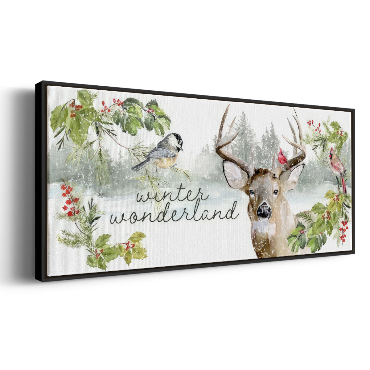 Reindeer Woods - Floater Framed Canvas Print