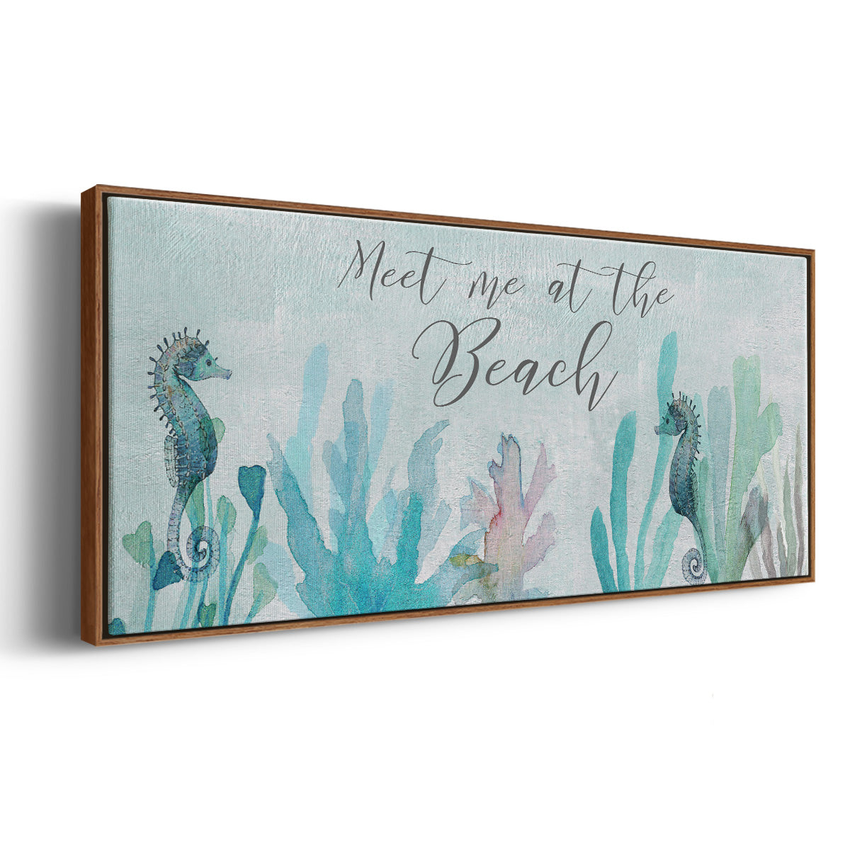 Seahorses and Coral - Floater Framed Canvas Print
