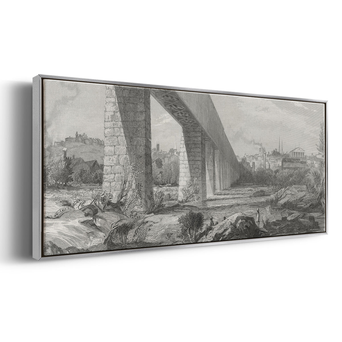Richmond from the James - Floater Framed Canvas Print
