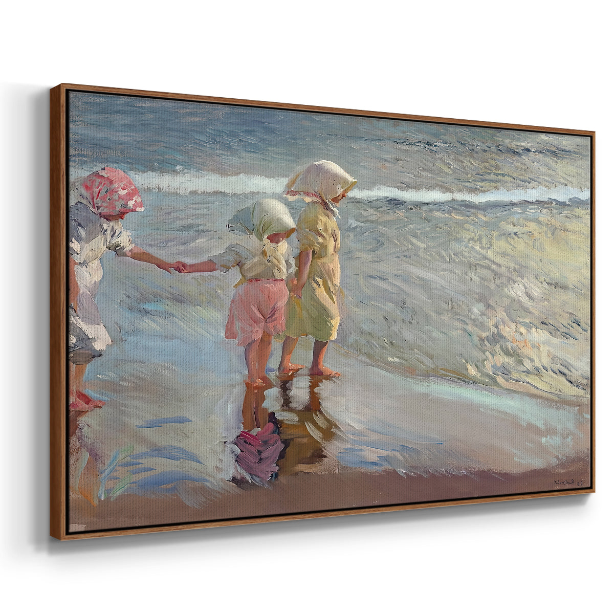 The Three Sisters on the Beach, 1908 - Floater Framed Canvas Print