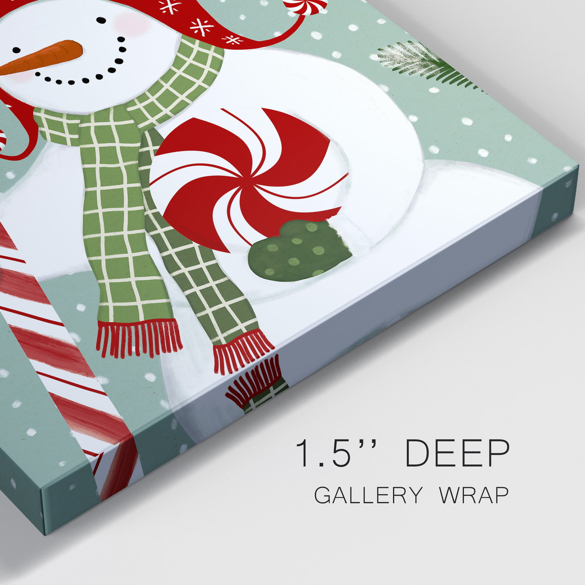 Peppermint Snowman II-Premium Gallery Wrapped Canvas - Ready to Hang