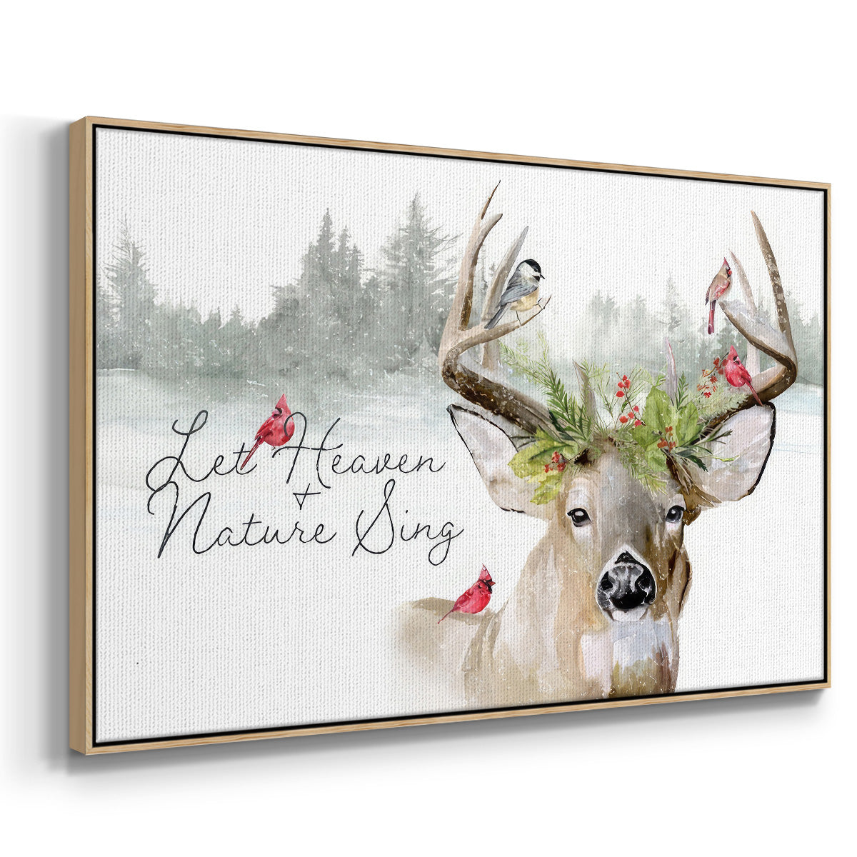 Holiday Deer Collection A - Floater Framed Canvas Print