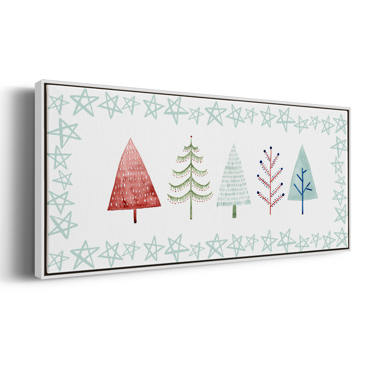 Christmas Tree Whimsy Collection C - Floater Framed Canvas Print