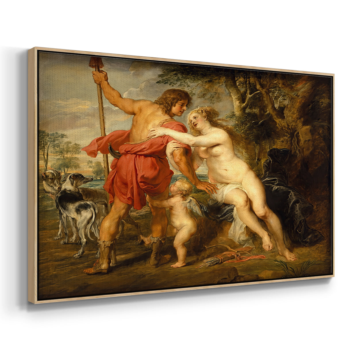 Venus and Adonis, c. 1635 - Floater Framed Canvas Print