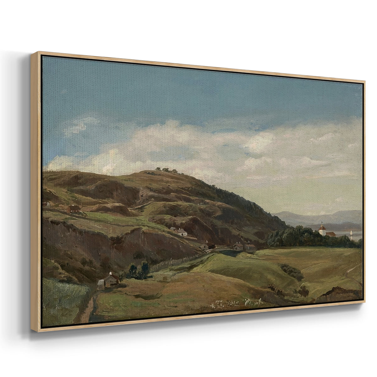 Ekeberg and Oslo Church, 1852 - Floater Framed Canvas Print