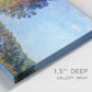 Close-up view of wrapped canvas corner featuring autumn poplar trees along river.