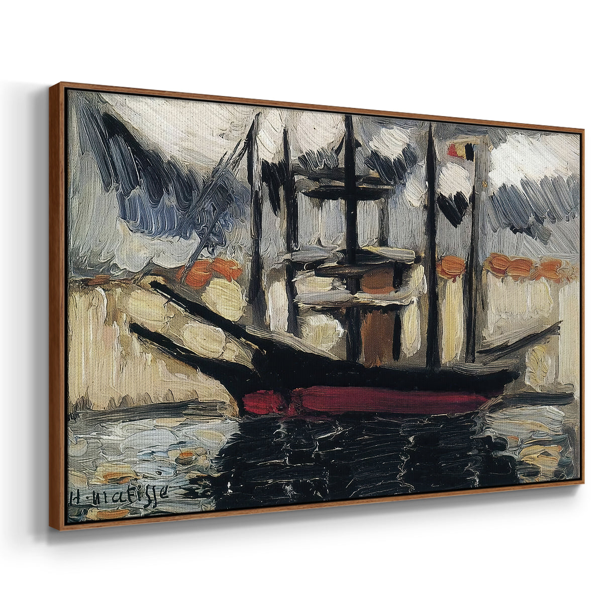 Two Boats Side by Side, Port of Marseilles, c. 1916 - Floater Framed Canvas Print