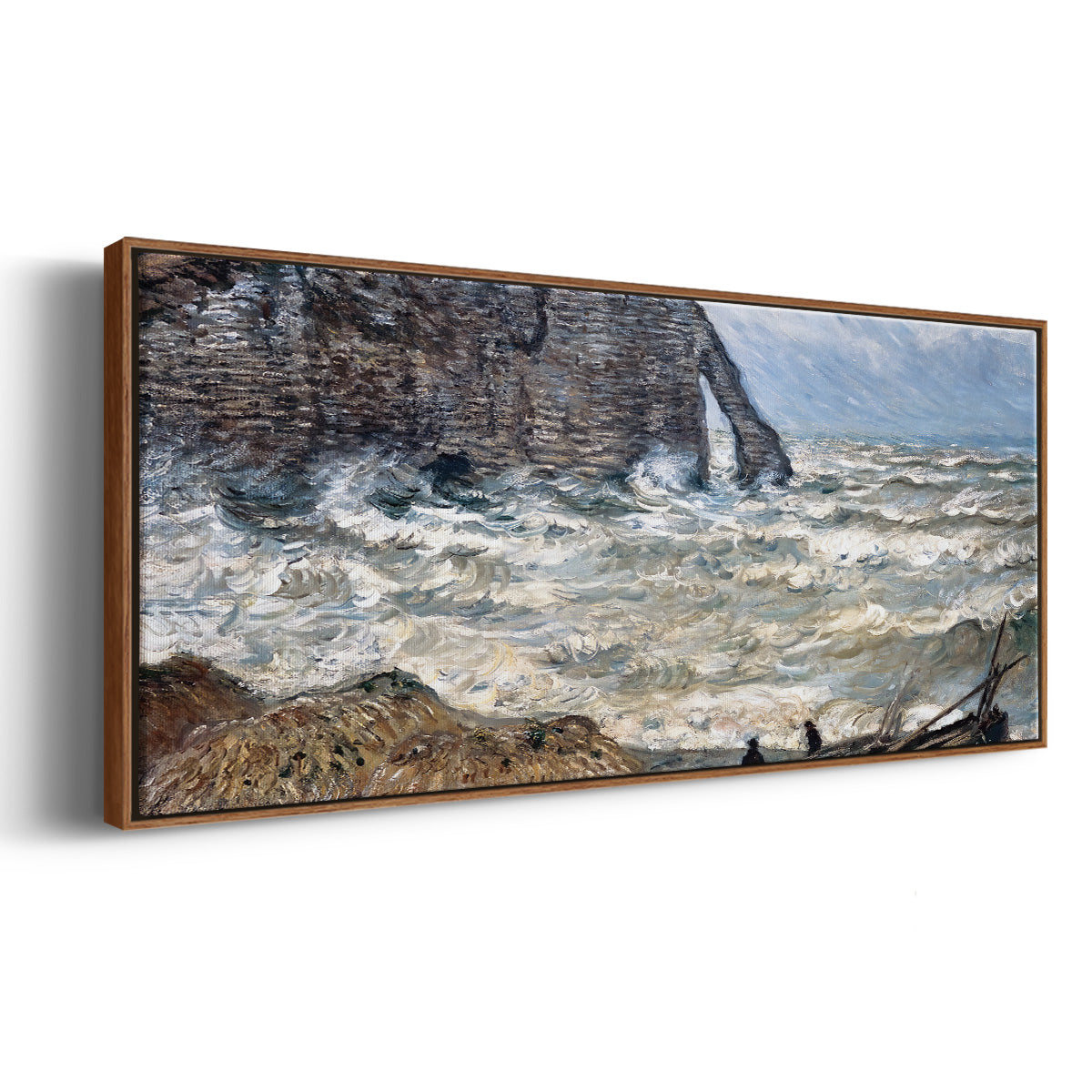 The Manneport, Étretat, Rough Sea, 1883 - Floater Framed Canvas Print