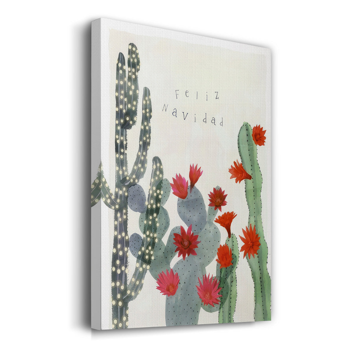 Desert Christmas Cactus II - Gallery Wrapped Canvas