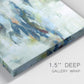 Close-up view of wrapped canvas corner featuring dreamlike abstract drifting motion.