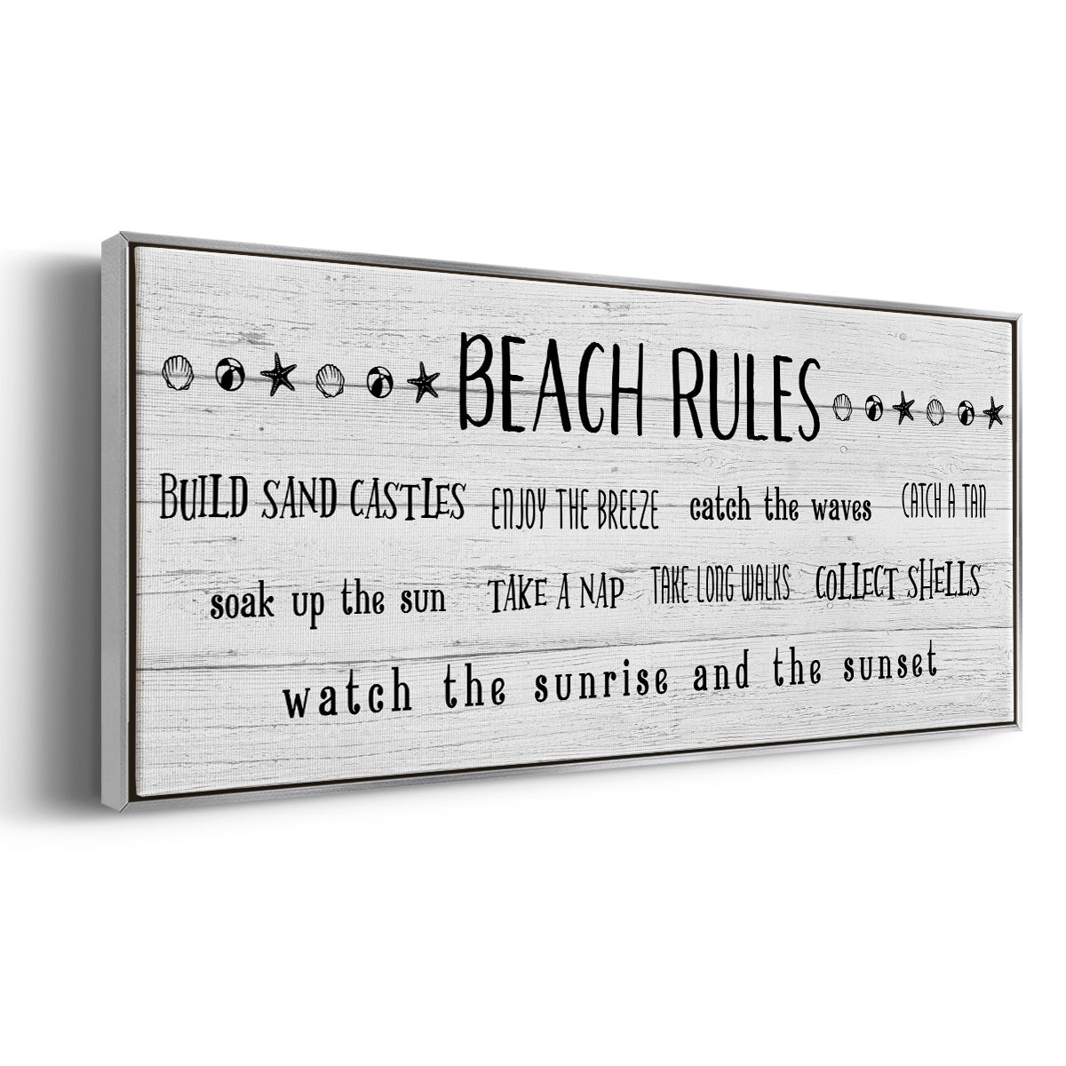 Rules of the Beach - Floater Framed Canvas Print
