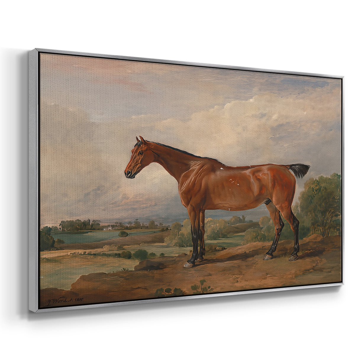 A Hunter in a Landscape, c. 1810 - Floater Framed Canvas Print