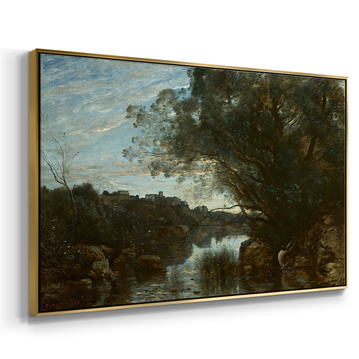 Souvenir of the Environs of Lake Nemi, 1865 - Floater Framed Canvas Print