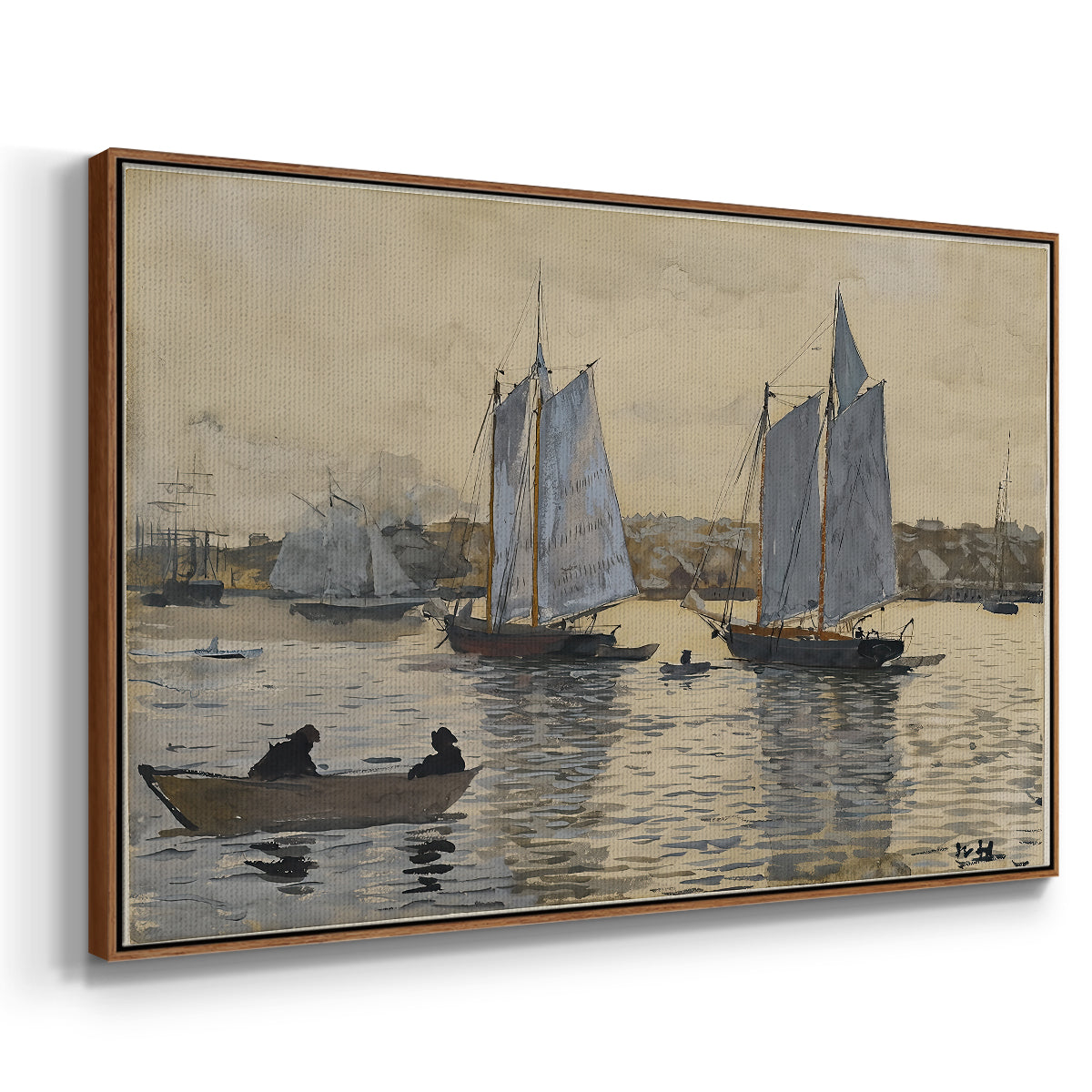 Two Schooners, Gloucester, c. 1880 - Floater Framed Canvas Print