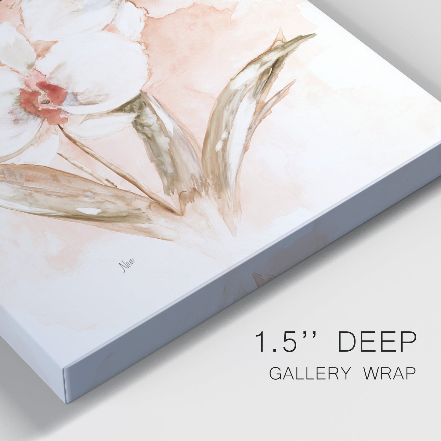 White and Coral Orchid I Premium Gallery Wrapped Canvas - Ready to Hang - Set of 2 - 8 x 12 Each