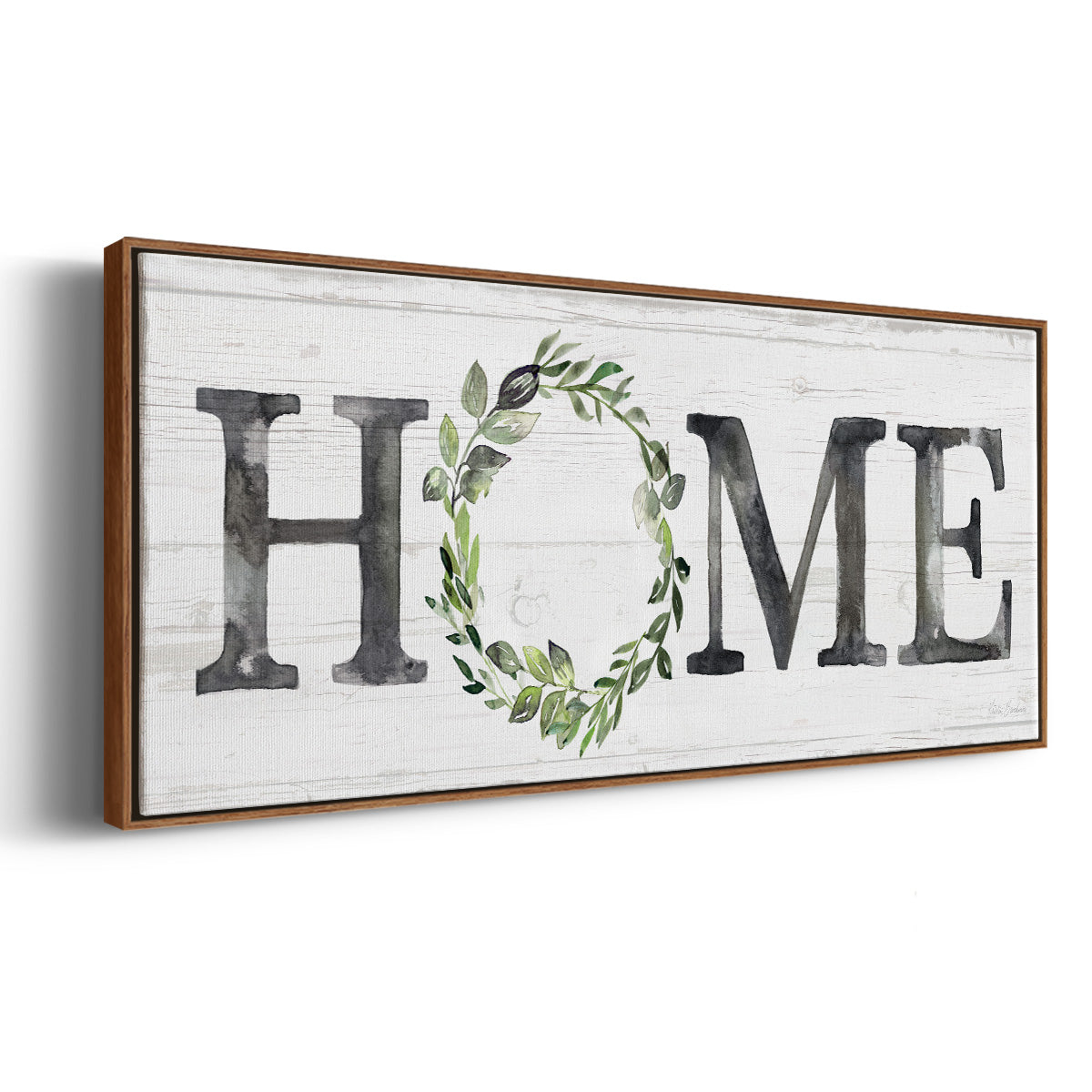 Gray Home Wreath - Floater Framed Canvas Print
