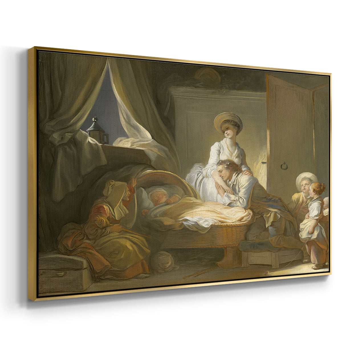 The Visit to the Nursery, c. 1775 - Floater Framed Canvas Print