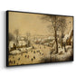 Winter Landscape with Skaters and Bird Trap, 1565 - Floater Framed Canvas Print