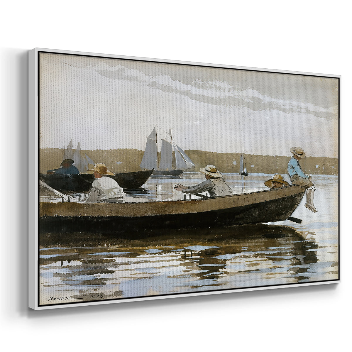 Boys in a Dory, 1873 - Floater Framed Canvas Print