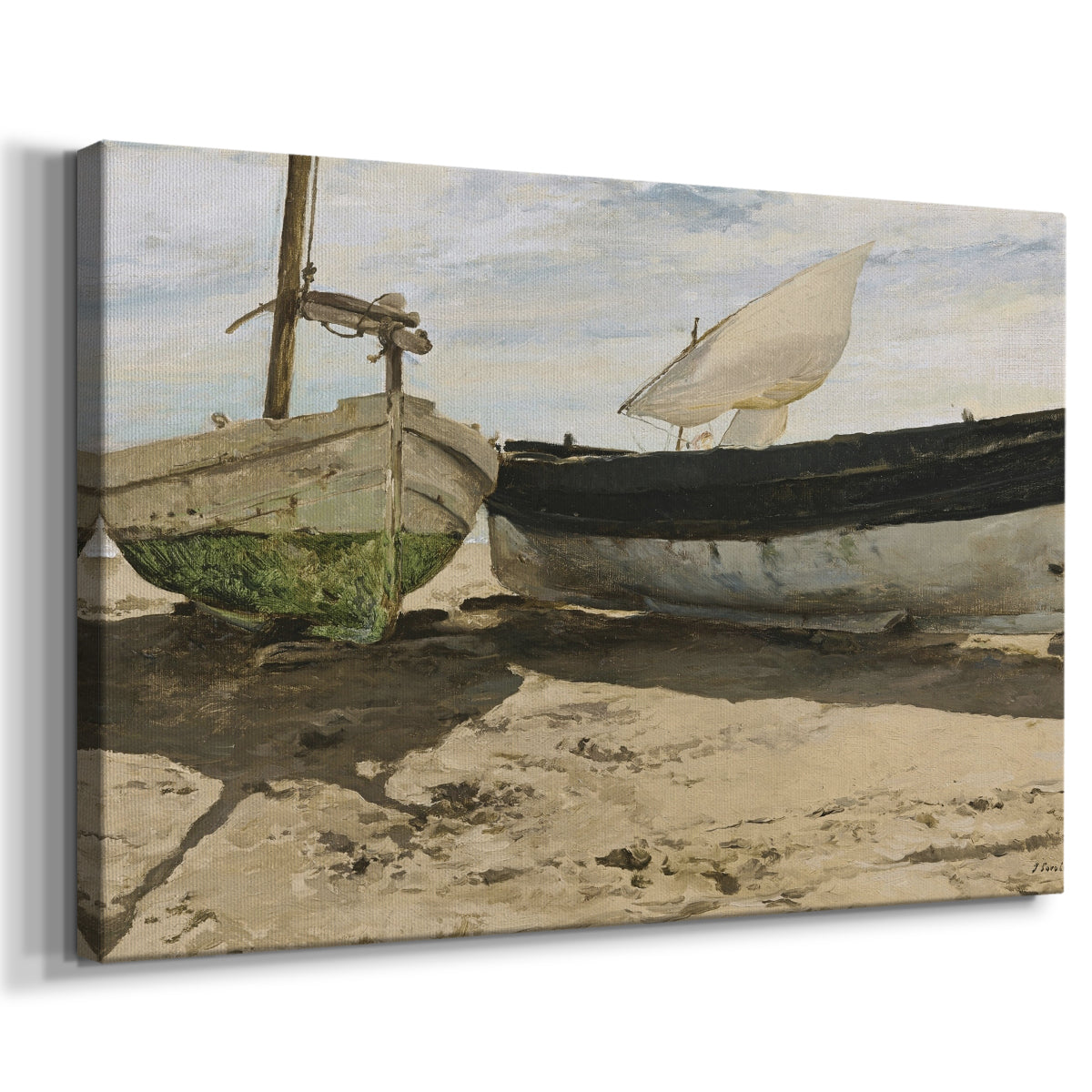 fishing boats,sandy beach,coastal scene,cloudy sky,early afternoon,rustic boats,seaweed,tranquil atmosphere,shoreline,nautical,ocean,watercraft,natural light,marine,weathered,shoreside,landscape,sandy shore,retreating tide,old boats,boat details,fishing,marine life,coastal landscape,seascape,relaxation,nature,scenery,heritage,local craftsmanship,wooden boats,traditional fishing,outdoor,solitude,calm waters,beach tranquility,environmental,nature's beauty,coastal art