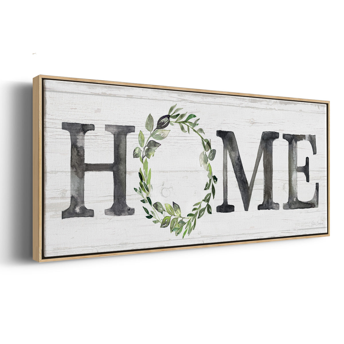 Gray Home Wreath - Floater Framed Canvas Print