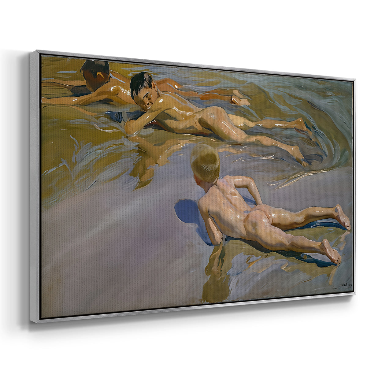 Boys on the Beach, 1910 - Floater Framed Canvas Print