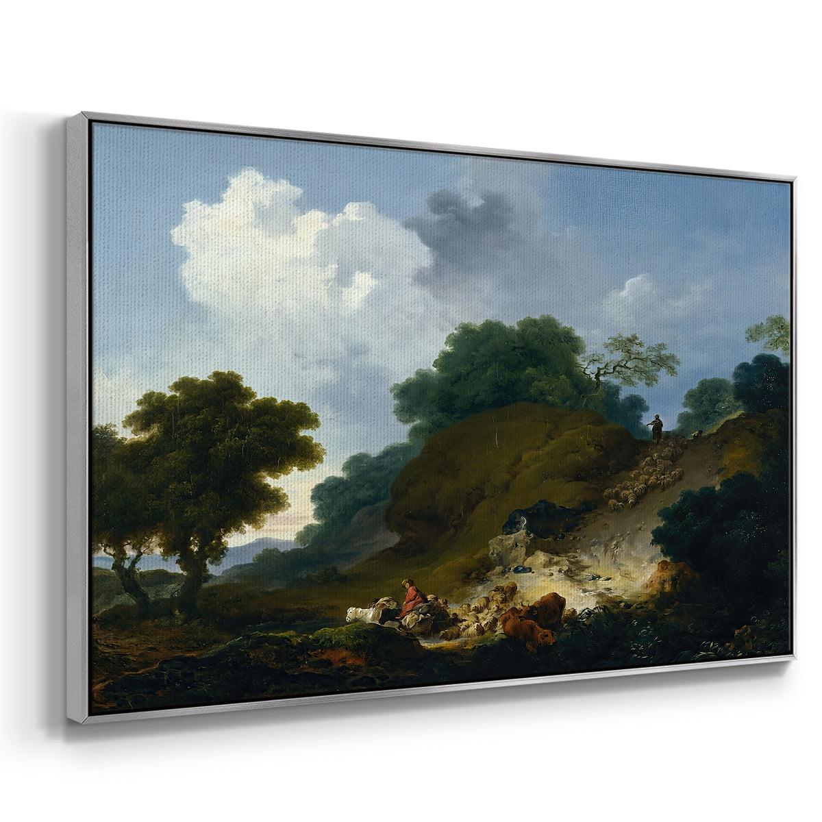 Landscape with Shepherds and Flock of Sheep, c. 1763-1765 - Floater Framed Canvas Print