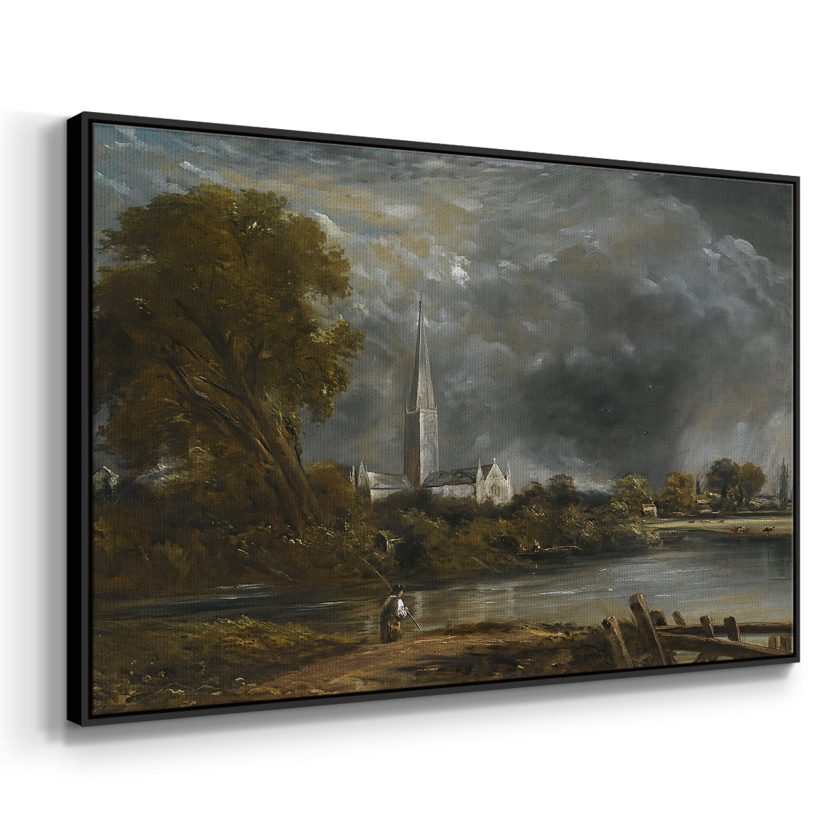 Salisbury Cathedral from the Meadows, c. 1831 - Floater Framed Canvas Print