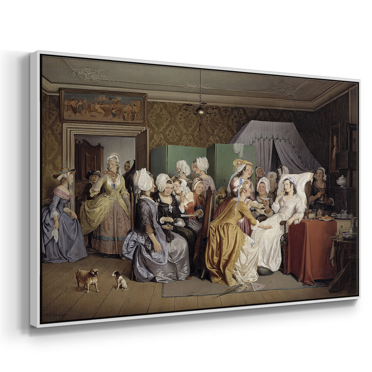 The Maternity Room (Scene from "Barselstuen"), 1845 - Floater Framed Canvas Print