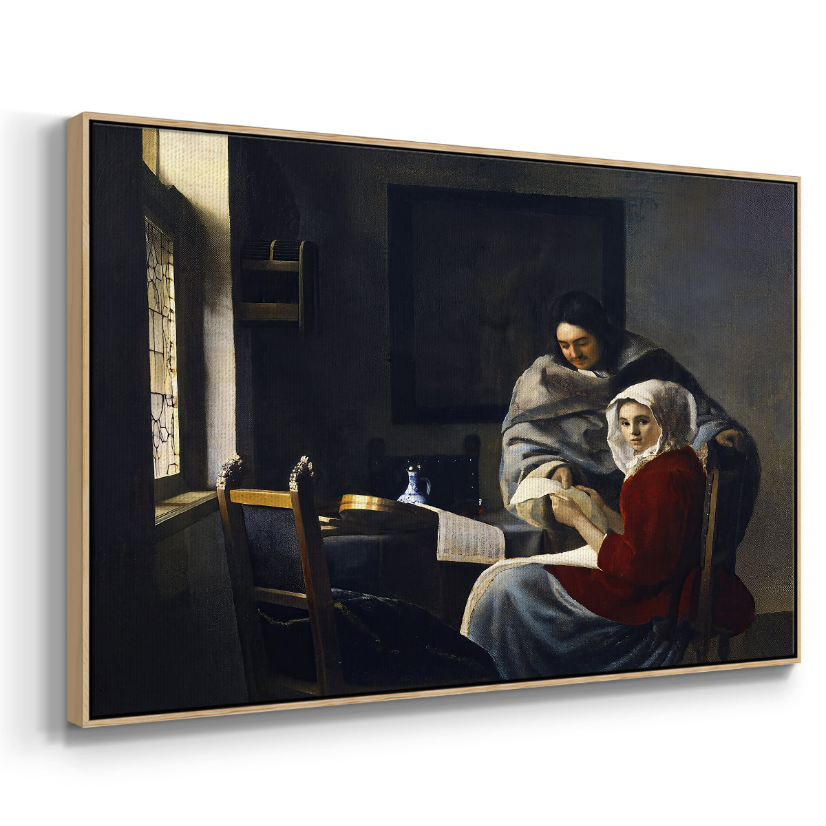 Girl Interrupted at Her Music, c. 1658-1659 - Floater Framed Canvas Print