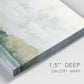 Close-up view of wrapped canvas corner featuring riverbank landscape with trees.