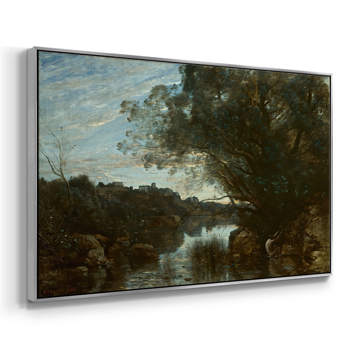 Souvenir of the Environs of Lake Nemi, 1865 - Floater Framed Canvas Print