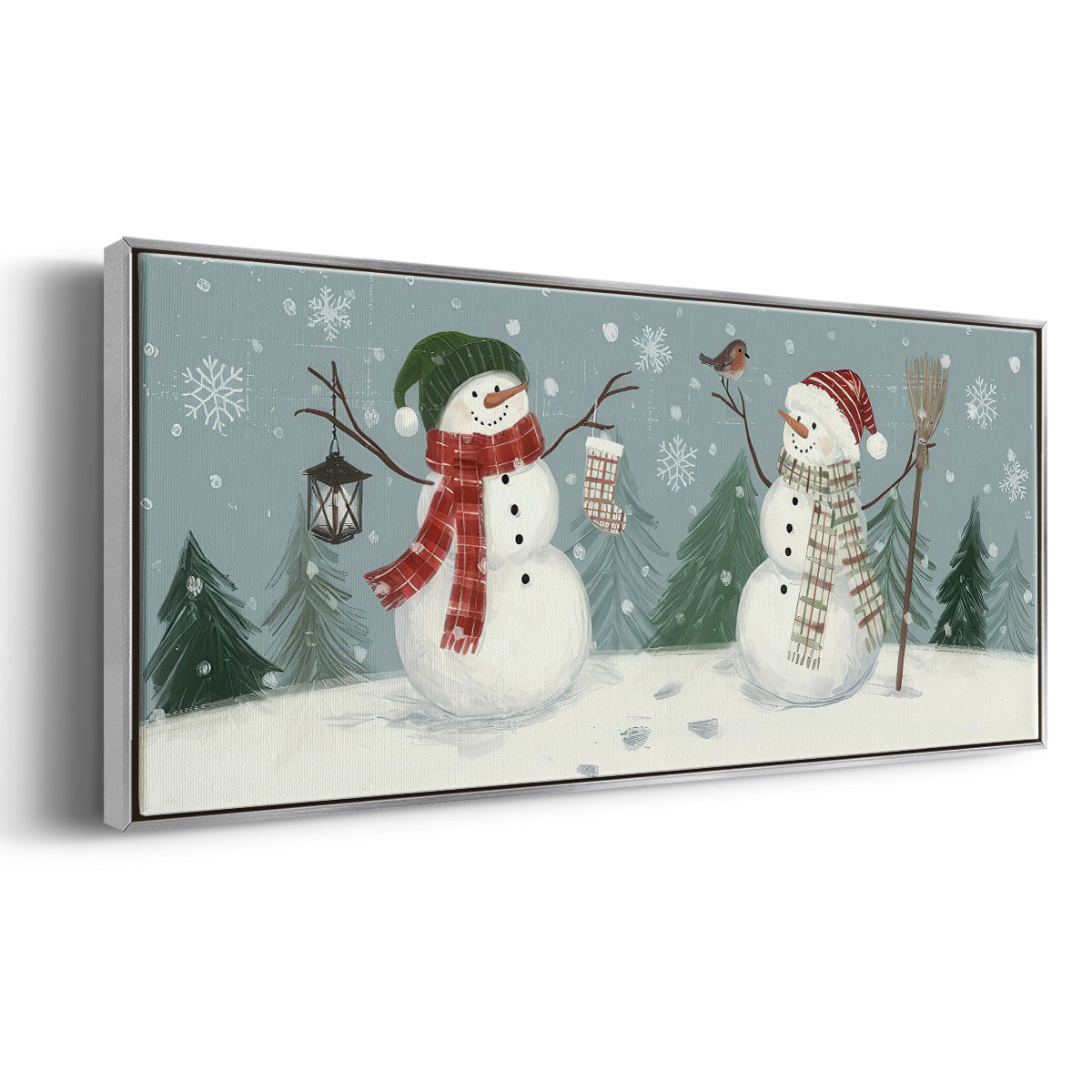 Snowmen VI - Floater Framed Canvas Print