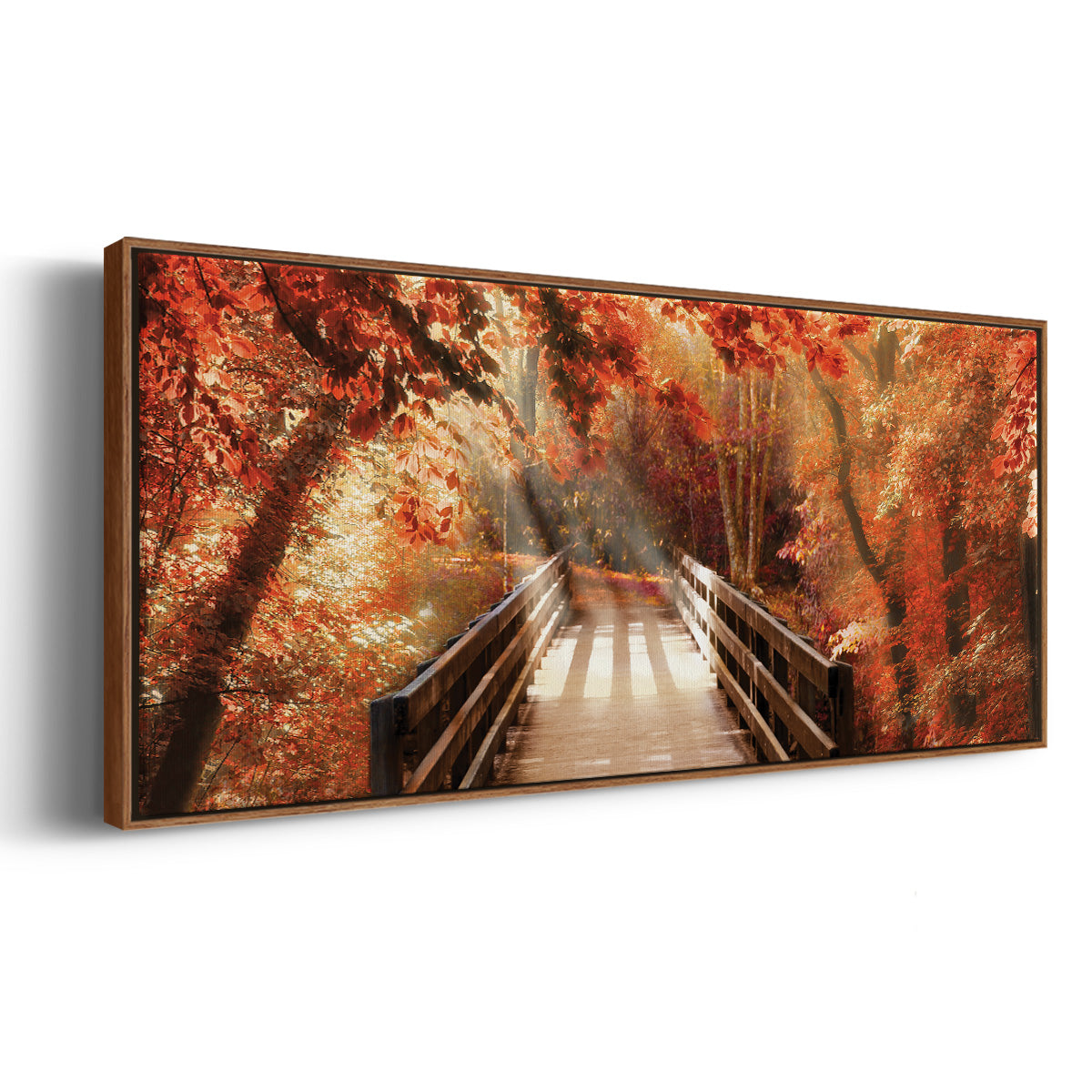Autumn Bridge - Floater Framed Canvas Print