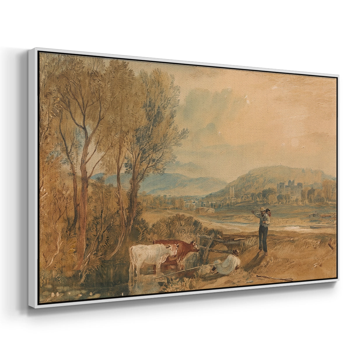 Lulworth Castle, Dorset, c. 1820 - Floater Framed Canvas Print