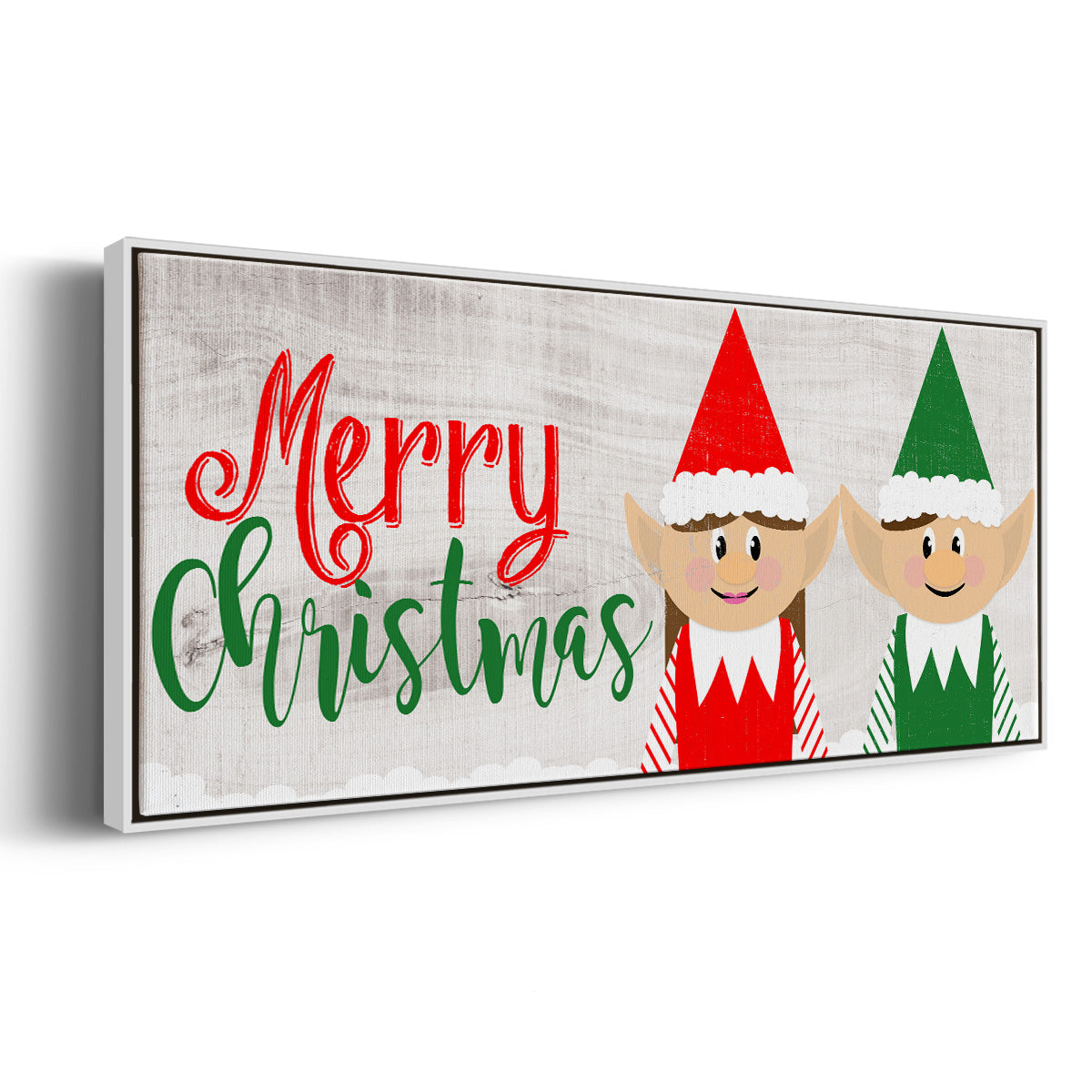 Christmas Elf Couple - Floater Framed Canvas Print