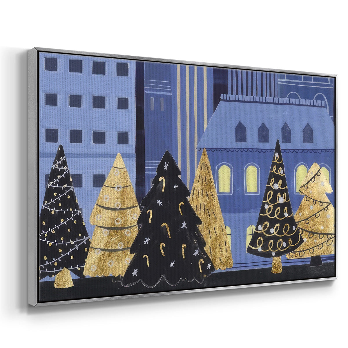 Holiday Night Collection A - Framed Gallery Wrapped Canvas in Floating Frame