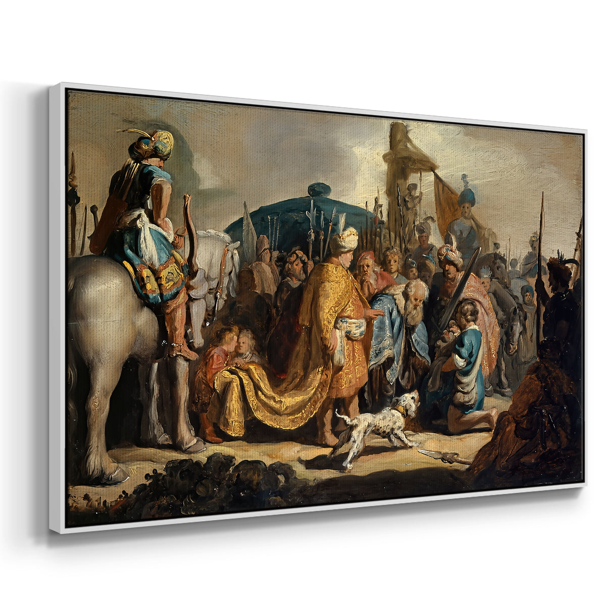 David with Goliath's Head in front of Saul, for Rembrandt, 1627 - Floater Framed Canvas Print