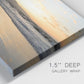 Close-up view of wrapped canvas corner featuring quiet tropical shoreline at low tide.
