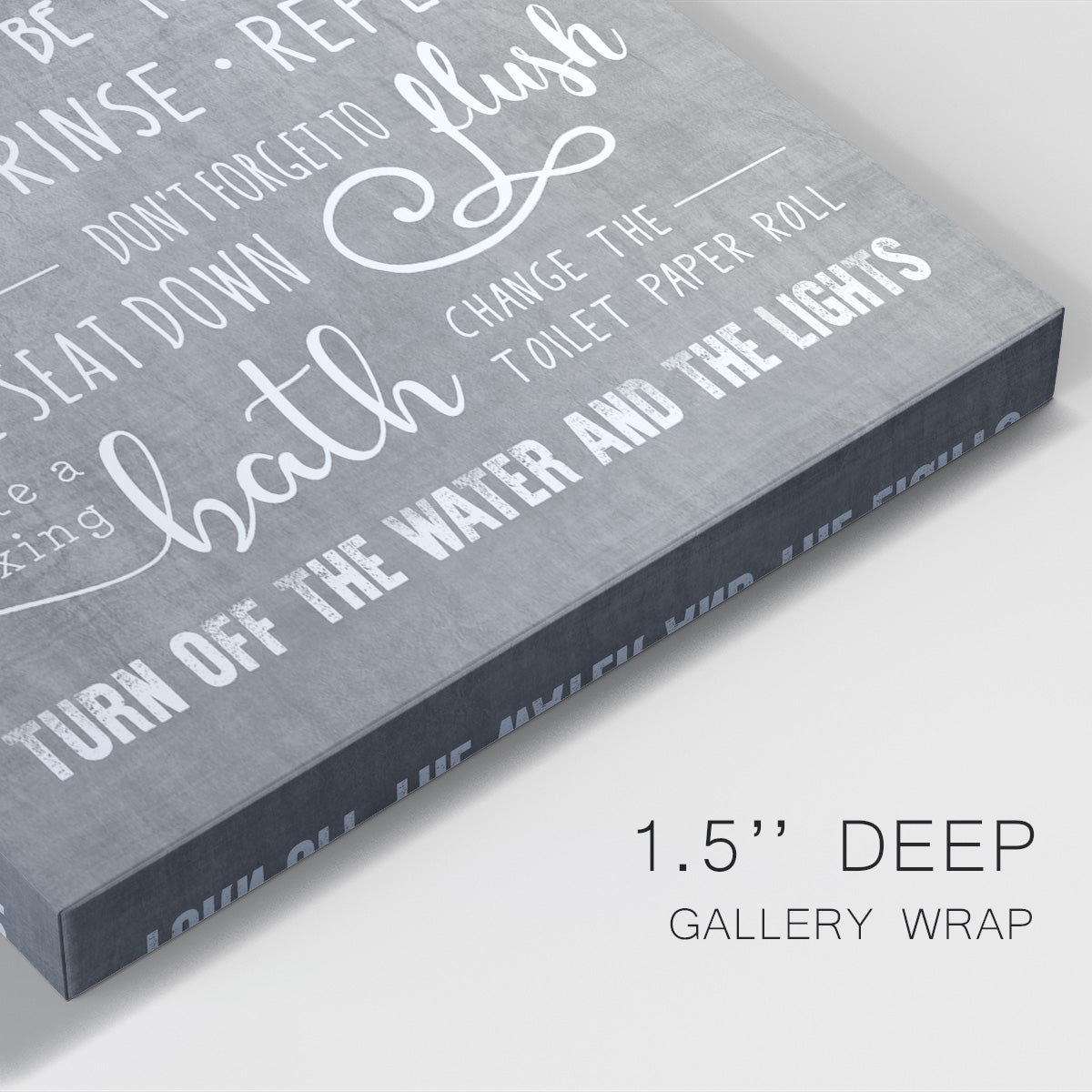 Neutral Bathroom Rules Premium Gallery Wrapped Canvas - Ready to Hang