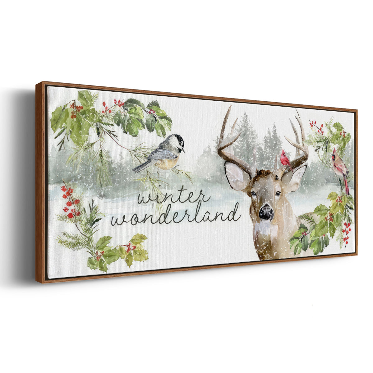 Reindeer Woods - Floater Framed Canvas Print