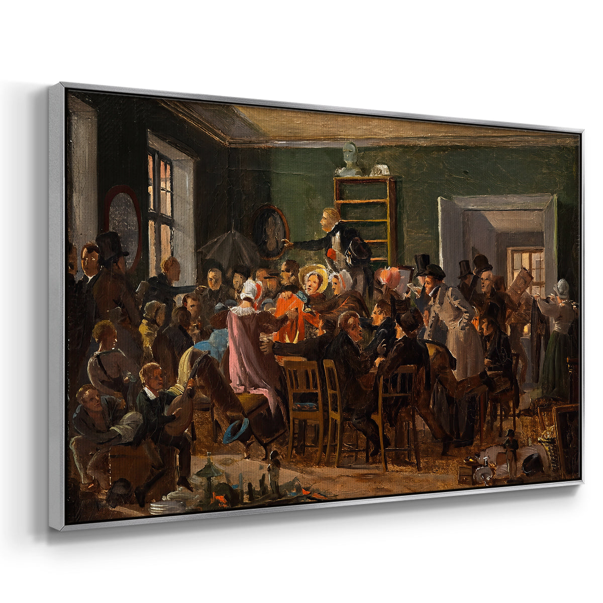 An Auction Scene, 1835 - Floater Framed Canvas Print