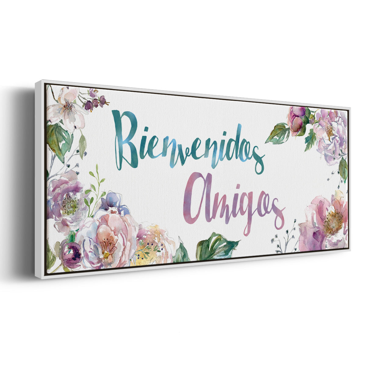 Bienvenidos Amigos - Floater Framed Canvas Print