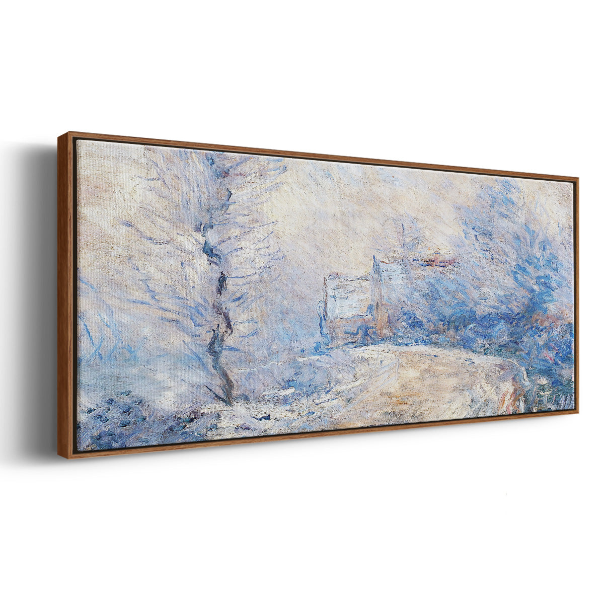 The Entrance to Giverny Under the Snow, 1885 - Floater Framed Canvas Print