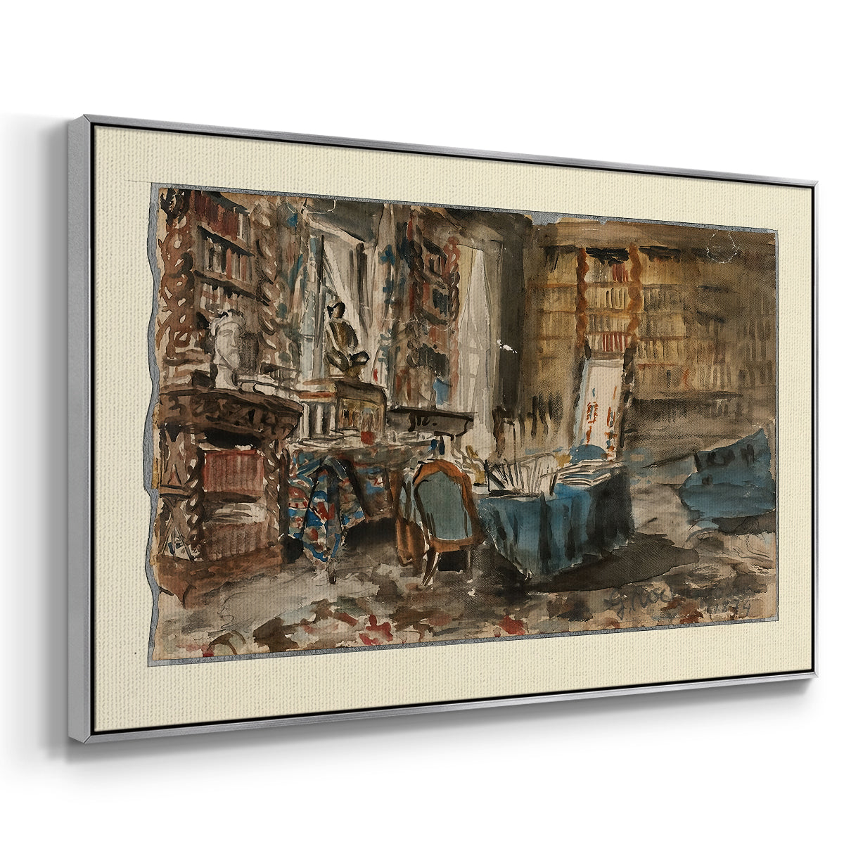 Cabinet de Flaubert à Croisset, 1874 - Floater Framed Canvas Print
