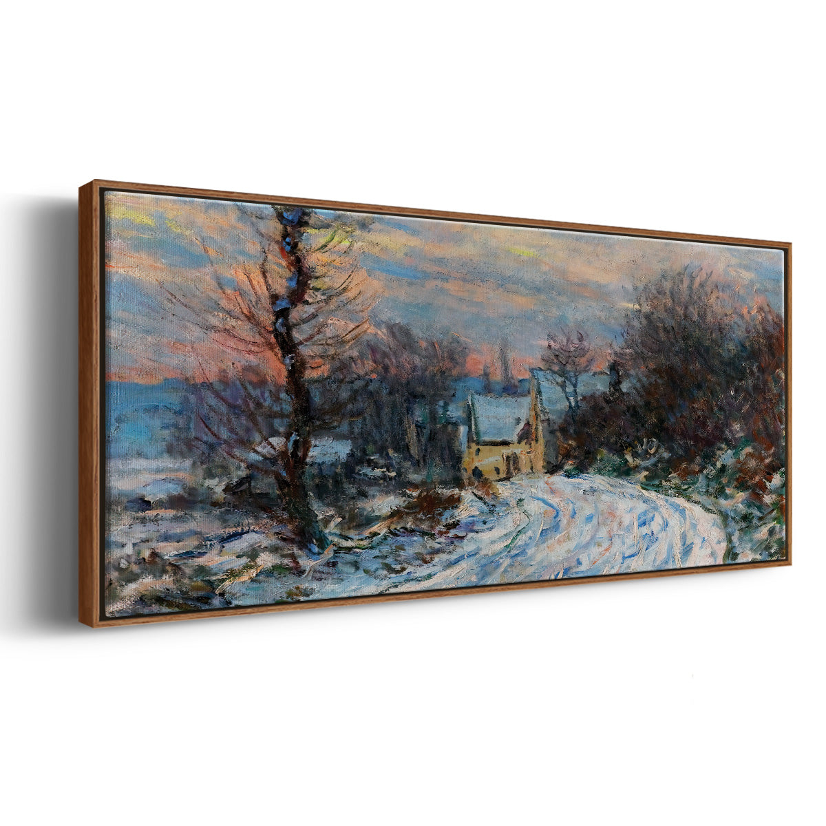 Road to Giverny in Winter, 1885 - Floater Framed Canvas Print