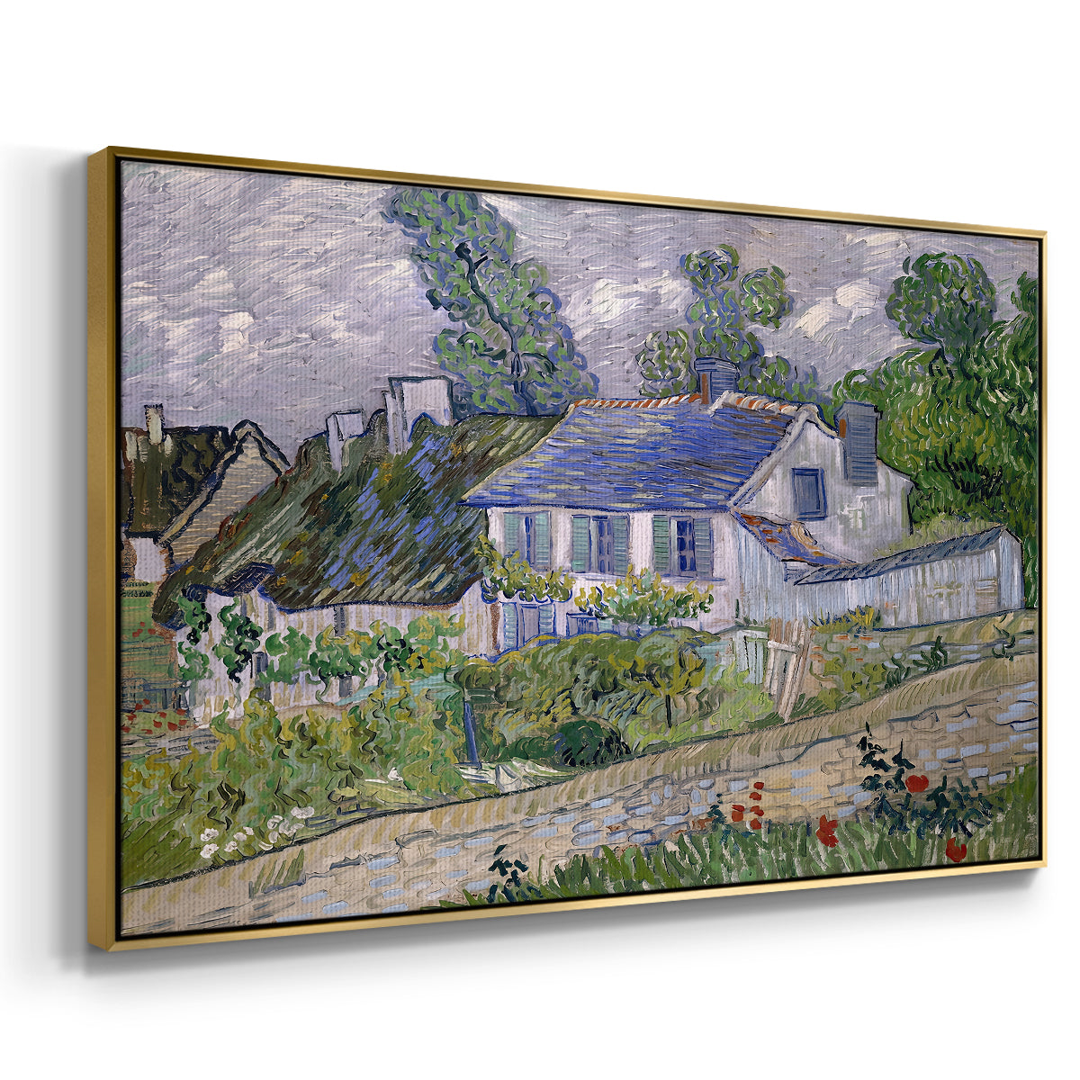 Houses in Auvers, 1890 - Floater Framed Canvas Print